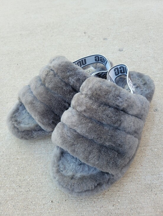 UGG Shoes - UGG Fluff Yeah Slide Charcoal Gray Womens 8